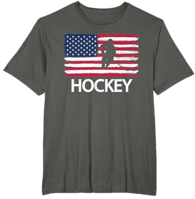 Cool American Flag Hockey T-shirt - Hockey Team Gift Tee T-Shirt