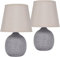 BRUBAKER doppio set Lampade da tavolo o comodino - 28,5 cm - Marrone/Beige - basi lampada in ceramica con struttura - paralumi in lino beige
