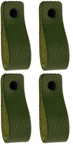 Brute Strength Ledergriffe für Möbel 16,5 x 2,5 cm Marinegrün 4 Stück | Handgefertigte Möbelgriffe und Lederschlaufen aus Leder; für Schranktüren und Schubladen, Schrauben inklusive