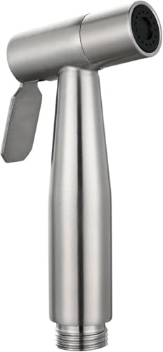 Fat-Cattie Spruzzatore portatile per bidet per WC, in acciaio inox, con interfaccia filettata G1/2 (20 mm), argento