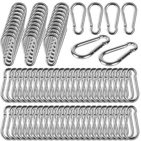 60 Pack 3 Heavy Duty Spring Snap Hook, M8 5/16 Galvanized Steel Carabiner Clip Spring Snap Hook, Small Carabiner Clip Metal Clip for Home Gym, Outdoor Traveling, Swing, Hiking, 500Lbs Capacity