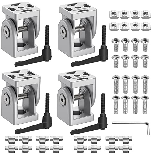 JiGiU 4PCS Gelenkverbinder Winkelverbinder für 4040 Aluprofil Nut 8, Silber | Einstellbarer Gelenk aus Zinklegierung, Flexibler Scharnier 180° Drehbar mit Klemmhebel für 3D-Drucker Montagezubehör
