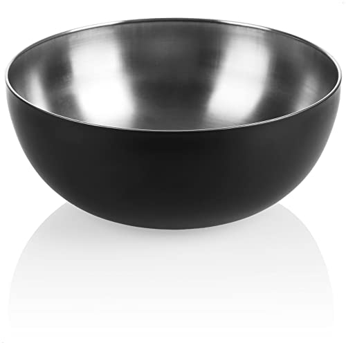 com-four® Tazón para mezclar de acero inoxidable y revestimiento exterior negro- Para ensaladera, frutero o decoración. (1 pieza - Ø 24cm negro)