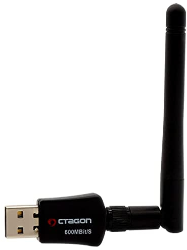Octagon WL618 Optima WLAN 600 Mbit/s +2dBi antenna Adattatore USB 2.0 con 2.4 e 5G DUAL Band, VU+, Gigablue, Protek e altri ricevitori satellitari con sistema operativo Linux E2 e computer, nero