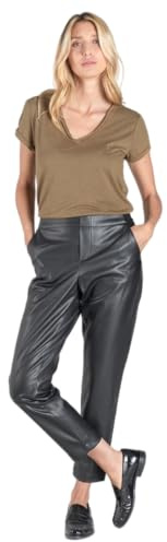Le Temps des Cerises Pantalon Mineta en Simili Cuir Noir