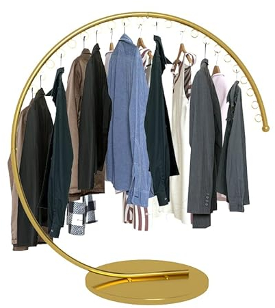 ZICHOUYING kleiderständer Gold Metall, Runder stabil Schwerlast kleiderstange Stand Clothes Rack Coat Rack für Boutiquen, Einzelhandel und Geschäfte