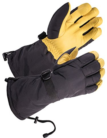 SKYDEER Waterproof Skiing Gloves for Men and Women Cold Weather, Deerskin Leather Winter Gloves for Work (SD8648T/L)