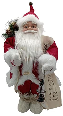 Glac Store Figura de Papá Noel Santa Claus disponible de 60 cm a 80 cm enorme en diferentes versiones blanco o rojo decoración navideña idea regalo (rojo con lista de nombres, 80 cm)
