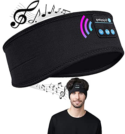 Cuffie per dormire, cuffie Bluetooth wireless V5.0, cuffie per dormire, per uomini e donne, altoparlanti stereo HD ultra sottili integrati, adatte per dormire lateralmente, ciclismo, corsa (nero)