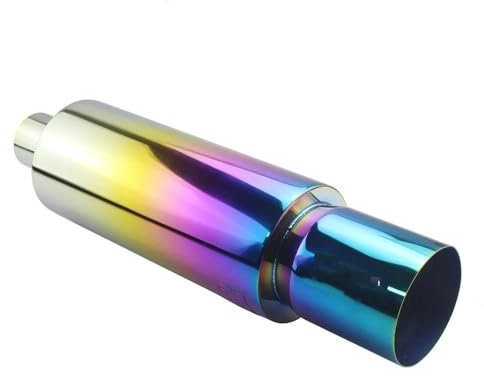 Auto Auspuffrohr Auto Edelstahl 63 Oder 76 Bis 101 Mm Schalldämpfer Silber Styling Auspuffanlage Rohr Schwanz Universal Racing Schalldämpfer Auto Auspuffrohre (Farbe : Flat Multicolor 63MM)