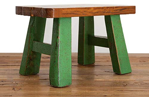 Generisch Fußhocker Arbeitshocker Duschhocker Tritthocker Retro Distressed Kleine quadratische Bank Kreative Farbe Ulme Wechselschuhe Multifunktions-Haushaltskreativ (Farbe: Grün)