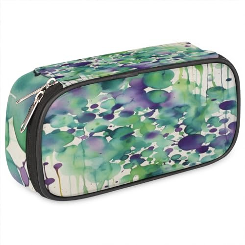 Colorful Spray Big Capacity Pencil Case Watercolor Explosion Pencil Pouch with Zipper Compartments Pen Holder for College School Portable Stationery Storage Bag for Girls Boys