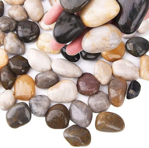 Eidoct Natürliche Kieselsteine in gemischten Farben, 1,8 kg dekorative Steine, 1,8–3 cm, natürliche Kiessteine für Blumentöpfe, dekorative kleine Steine für Garten, Vasenfüller, Handwerk, Aquarium,