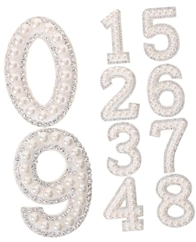STOBOK 1 Satz Buchstaben-aufnäher Zum Aufbügeln Strass Aufbügeln Zahlenapplikation Hut-patch Diy-kleiderflicken Applikation Zum Aufbügeln Rucksack-patches Mäntel Vlies Weiß Gestickt Jacke