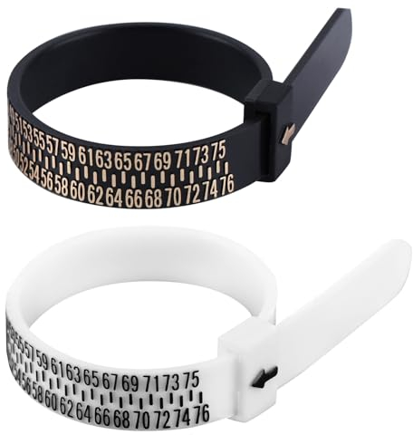 ALLOMN Ringmaß – 2 Stück Verstellbares Ringmaß Messgerät für Hochzeit Ringmaß, Kunststoff Verlobungsring Fingermaß Messgerät für Damen und Herren Passend für europäische Größen 41–75