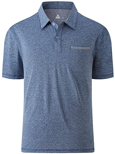 JACKETOWN Polo À Manches Courtes pour Homme Respirant Séchage Rapide avec Poche Poitrine pour L'Été Golf Tennis Sports Coupe Droite