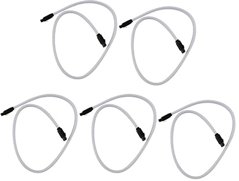5X 50CM 3.0 III SATA3 7Pin Data Cable 6Gb/S SSD Cables HDD Hard Disk Data Cord Premium Version(White)