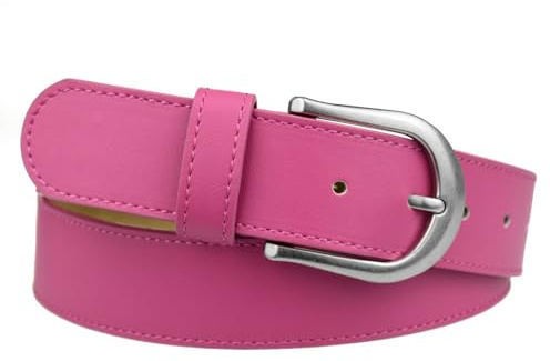Zakatte • Schlichter Damengürtel aus Kunstleder Taillengürtel Hüftgürtel Gürtel genäht BS072 (Pink, 90 cm)