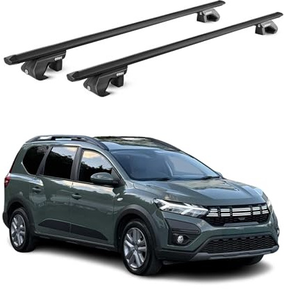 OMAC Barras de Techo Aluminio TÜV geprüft para Dacia Jogger 2022-2026 – para Barras Estándar – T Nut – MAX 90 kg – 2 Schlösser Negro