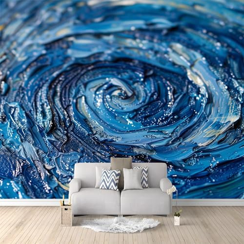 Fototapete 3D Ölfarbe Blau 300x210 cm Vliestapete Wandbild Fototapeten Vlies Tapeten Wandtapete Schlafzimmer Wohnzimmer Kinderzimmer Moderne Wanddeko