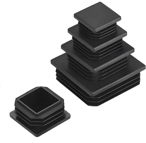 Navasen Lamellenstopfen 60 x 60 mm für Vierkantrohr, 20 Stück Vierkant Endkappen aus Kunststoff, Rohrstopfen zur Rohrabdeckung von Stahlrohr, Alurohr & Aluprofil - Quadratstopfen, Schwarz