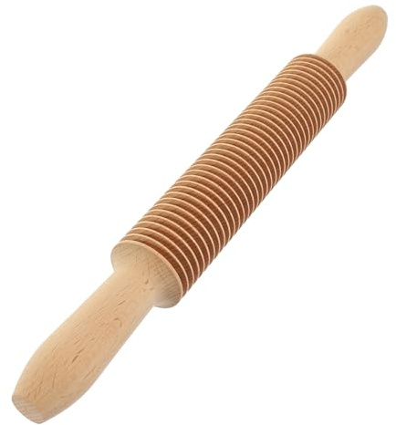 OKUMEYR Mattarello in Legno per Spaghetti e Ravioli, Rotella Tagliapasta Acciaio Inox, Rullo per Impastare Impugnatura Comoda per Pasta Fatta in Casa, Pizza e Biscotti