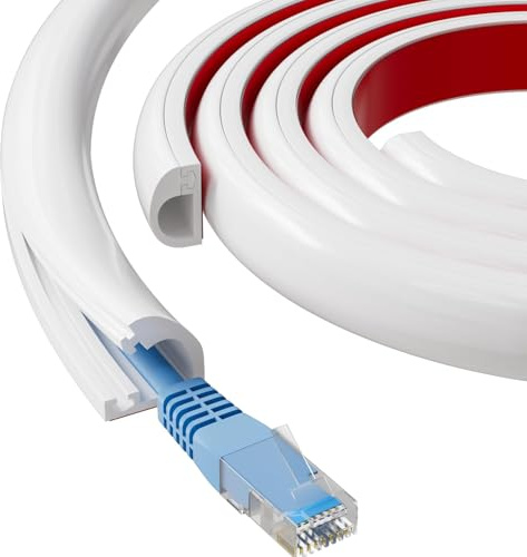 Esufeir 118/3m Silicone One Cable Trunking for Wall Mounted Tv,Flexible | Soft Side Opening Cord Tidy Hider,Self Adhesive Conduit Trunking Hide Wires,Electric Wire Management Organiser,White