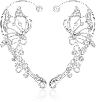 JEXOWIQ elfen ohren,1 paar Elfen Ohrringe für Damen,Schmetterlings Ohrhaken,Gaming Earrings,Elfenohren Manschetten Ohrclips Ohne Ohrlöcher für Halloween Cosplay Hochzeit,ohrringe ohne ohrloch