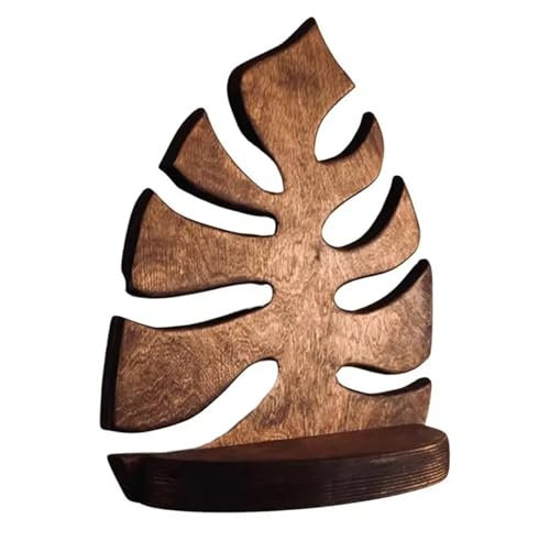 OZLCUA Blumenregal Monstera-Blattförmige Wandregale aus Holz for Badezimmer, schwebende Regale for die Wand, Wohnzimmer, Schlafzimmer, Innenbereich, Topfpflanzenhalter Pflanzenständer