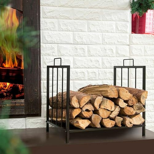 Panier de rangement pour bois de chauffage avec poignées pour foyer/cheminée/camping en métal pour terrasse, garage, patio, organisateur de bois de cheminée