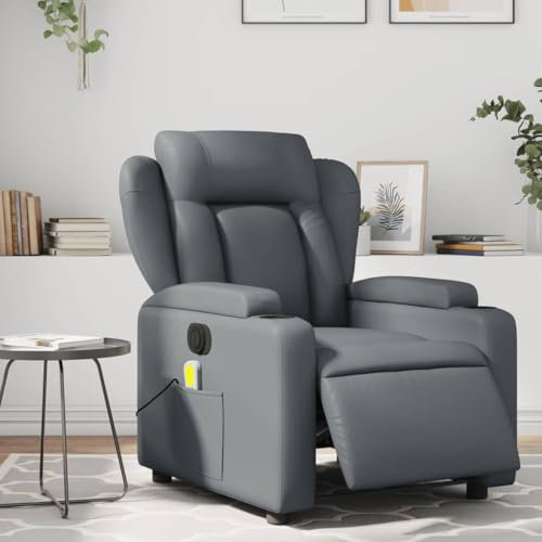 Gecheer Massagesessel Massage Fernsehsessel Relaxsessel Ruhesessel TV Sessel Liegesessel Relaxsofa Chaiselongue Relaxliege Liegestuhl Loungesessel Lounge Liege Elektrisch Grau Kunstleder