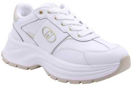 LIU.JO Zapatillas Chunky para Mujer, Suela Gruesa, Blanco y Dorado, Estilo Plataforma (Blanco, Sistema Tallas Calzado EU, Adulto, Números, Mediano, 38)
