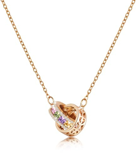 Linawe Edelsteine Anhänger Kette Damen, Statement Halskette Schmuck Set, Edelstahlkette Geburtsstein Kristall Kettenanhänger, Erhältlich in Gold, Roségold und Silber