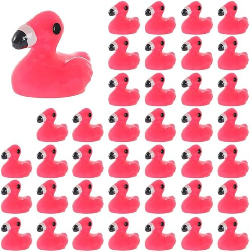 COYUN 40 Stück Miniatur Flamingo-Enten, Mini Harz-Figuren, Süßes Kleine Flamingo-Enten Ornament für Mikro Garten, Kuchenaufsatz, Basteln, Aquarium, Puppenhaus Dekor