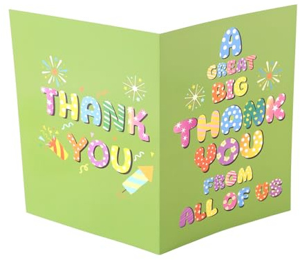 Biglietto di Thank You Grande, 40x27cm Biglietto di Ringraziamento Jumbo con Busta Articoli per Auguri la Scuola e L'ufficio Regalo per Insegnanti Colleghi Capi (Verde)