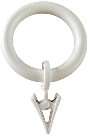 rewagi 10 anelli per tende con clip – bianco – Ø 55 mm esterno – Ø 39 mm interno – lunghezza totale 84 mm – plastica e metallo – Made in Germany