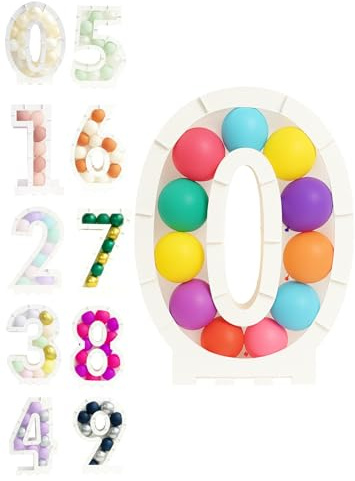 LTMG Chiffre géant 0 – Structure à ballons 74 cm – Mosaic Balloon Number 0 – Cadre décoratif pour anniversaire – Support ballons facile à monter – Déco fête élégante et réutilisable