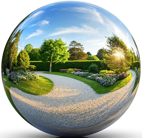 Intergarden Dekokugel Garten D:38cm, Edelstahlkugeln Garten, Gartenkugeln für außen Winterfest, Teichkugeln, Schwimmkugel Edelstahl, Edelstahlkugel außen