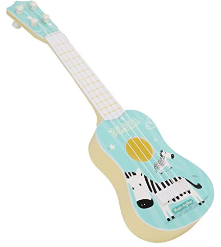 HUSHUI Giocattolo per Chitarra Ukulele, Strumento Musicale per Bambini in Plastica con 4 Corde per Bambini Dai 3 Agli 8 Anni, Design in Materiale Morbido Al Tatto per L'apprendimento (Blu)
