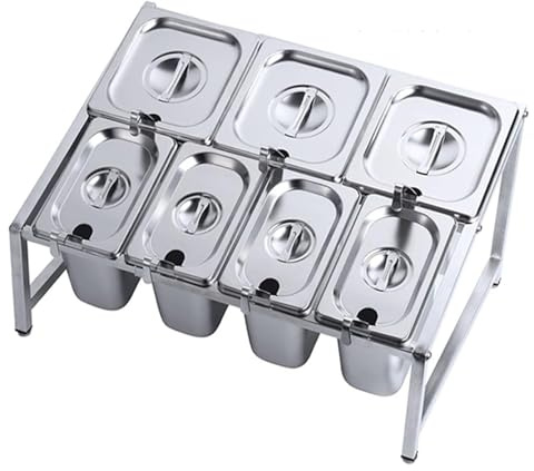 YAYREC Pizza Topping Station，Spice Tins， Commercial Spice Rack With Spoon And Lid Set Kitchen Countertop Storage Shelf Cabinet(B(19.7X13.7X9.8IN))