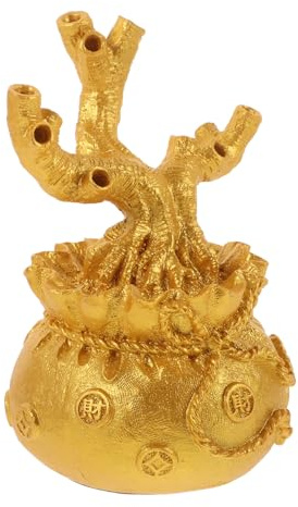 HOOTNEE Decorazione Cinese Albero Dei Soldi in Cristallo Giallo Base a Sacchetto Porta Fortuna Per Arredamento Casa e Ufficio, Bonsai Fai Da Te Tradizionale Per Prosperità e Successo