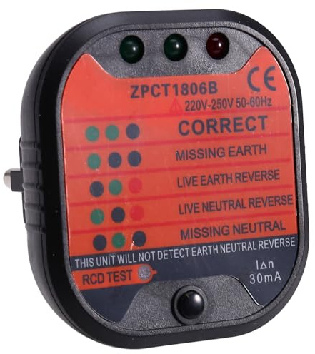 Muuookka LED-Lichtstromauslösende Elektrische Werkzeuge Steckdose Sicherungsprüfer Erdungstester Sicherheitsinstrument Inspektion EU-Stecker
