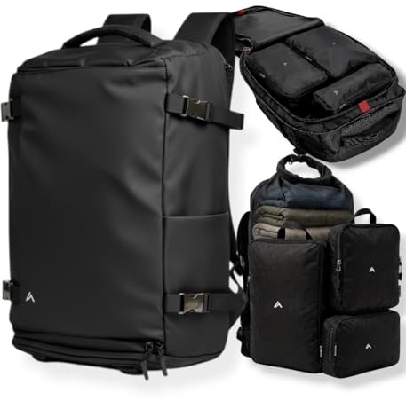+ Zermatt - HØRN Resväskor flygplansstuga för handbagage, 35 L, unisex 50 x 30 x 20 cm reseryggsäck för bärbar dator 15-17 tum vakuum ryggsäck herr dam, svart, 35L, kontor