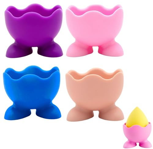 Juego de Hueveras de Silicona, 6 Piezas de Hueveras de Colores Soporte para Hueveras Soporte para Inmersión de Huevos Soporte para Hueveras de Gallina para Cocina, Huevos Cocidos, Desayuno (B)