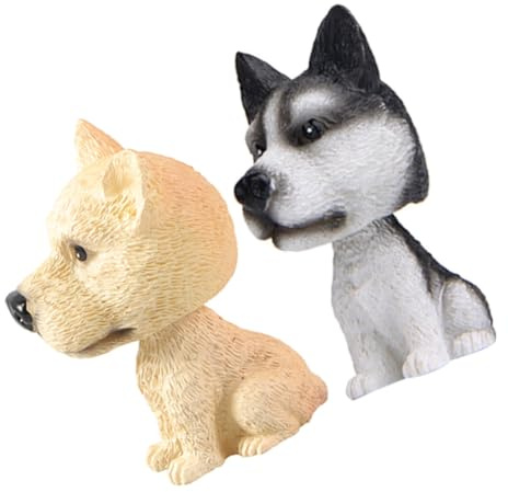 JOINPAYA 2 Pezzi Figura Cane a Testa Oscillante per Cruscotto Auto in Resina Decorazione Creativa e Carina per Interni Veicolo e Arredamento Casa