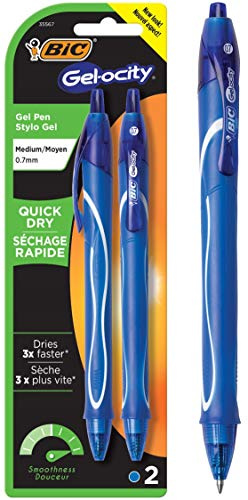 Pen Gel Qckdry Blu 2pk