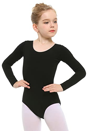 Stelle Long Sleeve Ballet Leotards for Girls Dance Leotard Black Gymnastics Ballet Outfits (Toddler/Little Kid/Big Kid) (Black,4-5 Years)