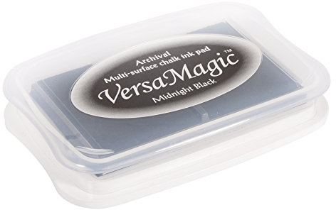 Rayher 29117576 Versa Magic Chalk Ink - Stempelkissen, Größe L, schwarz, 9,9 x 6,8 x 1,9 cm, samtartiger Kreide-Look zum Stempeln, für helle und dunkle Papiere