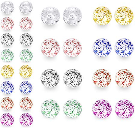 D.Bella Mélanger la couleur paillettes UV acrylique boules de rechange retenue Perçage haltères pièces 14G 5mm 8mm boules de paillettes pour femmes hommes