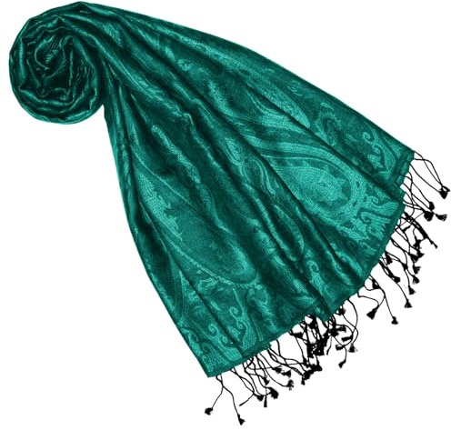 Lorenzo Cana Pashmina Schal Schaltuch jacquard gewebt 100% Seide Paisley Muster Seidenschal Seidentuch Seidenpashmina mehrfarbig 70 x 190 cm